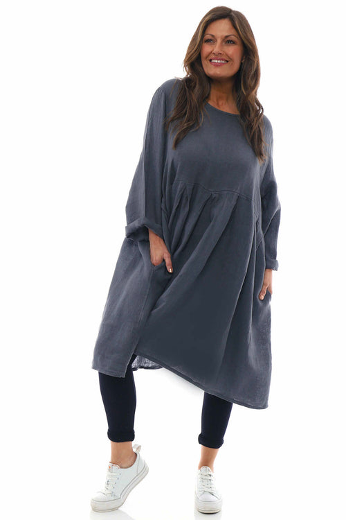 Zouch Linen Dress Mid Grey - Image 4