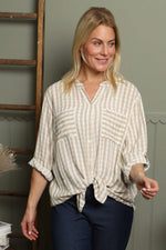 Jaynie Gingham Tie Front Shirt Mocha Mocha - Jaynie Gingham Tie Front Shirt Mocha