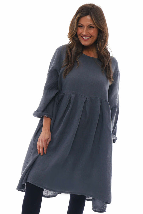 Zouch Linen Dress Mid Grey - Image 3