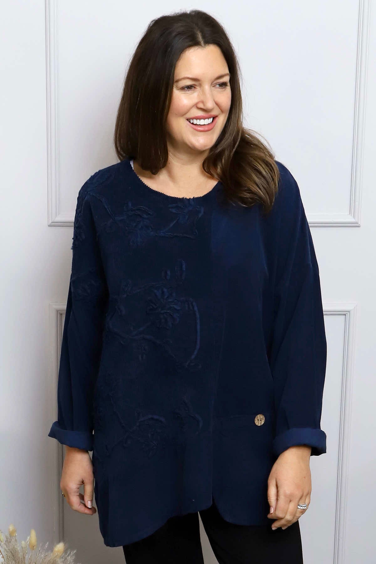 Jessa Needlecord Top Navy