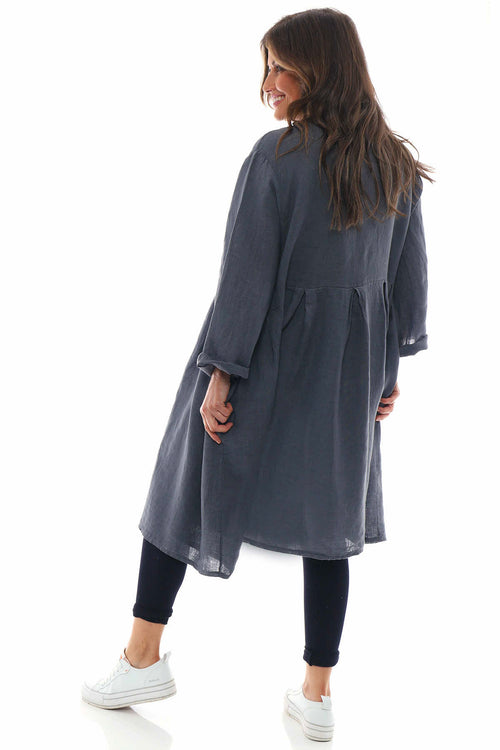 Zouch Linen Dress Mid Grey - Image 6
