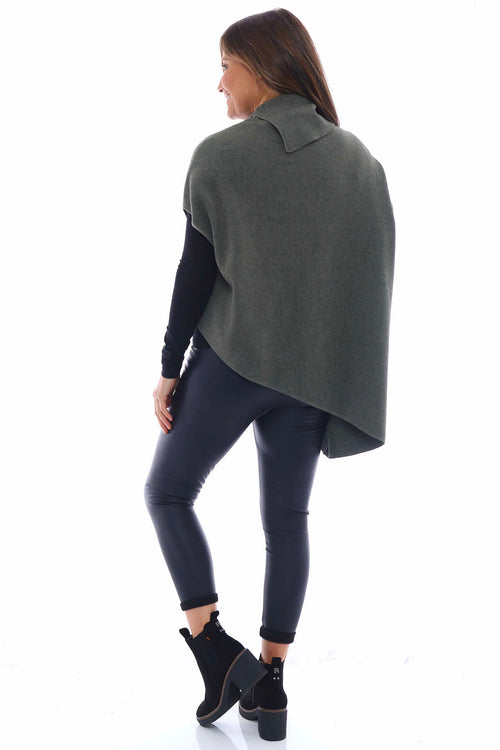 Tilly Asymmetric Knitted Jumper Khaki - Image 6