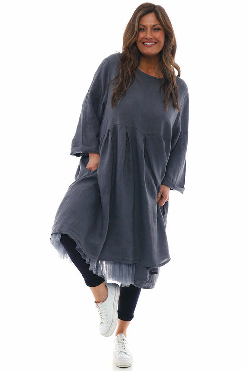 Zouch Linen Dress Mid Grey - Image 1