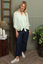 Jaynie Gingham Tie Front Shirt Green Green - Jaynie Gingham Tie Front Shirt Green