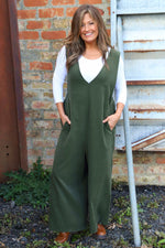 Alexia Needlecord Jumpsuit Khaki Khaki - Alexia Needlecord Jumpsuit Khaki