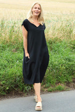 Cyrilla Linen Dress Black Black - Cyrilla Linen Dress Black