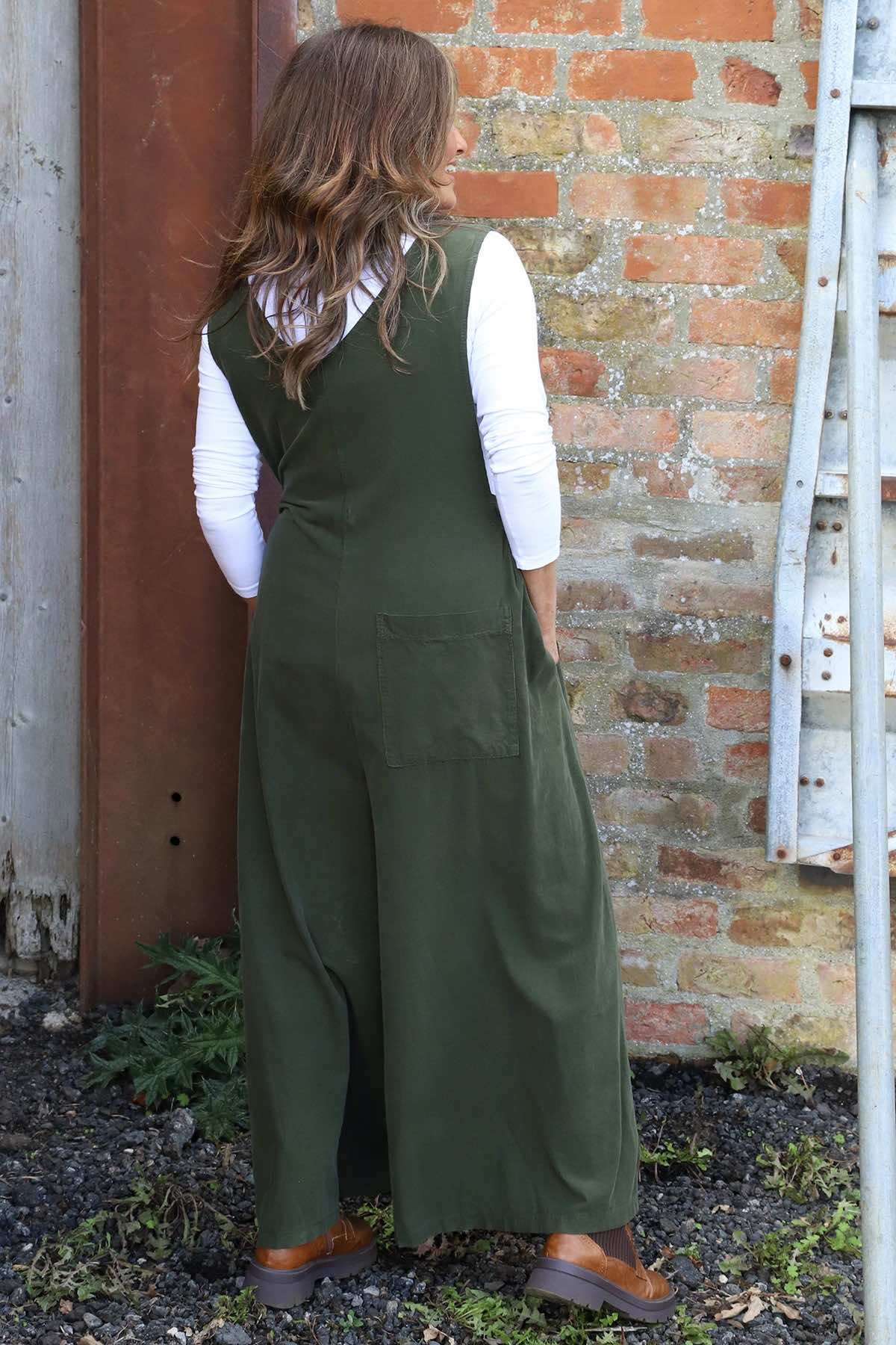 Alexia Needlecord Jumpsuit Khaki