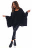 Henna Knitted Button Poncho Black