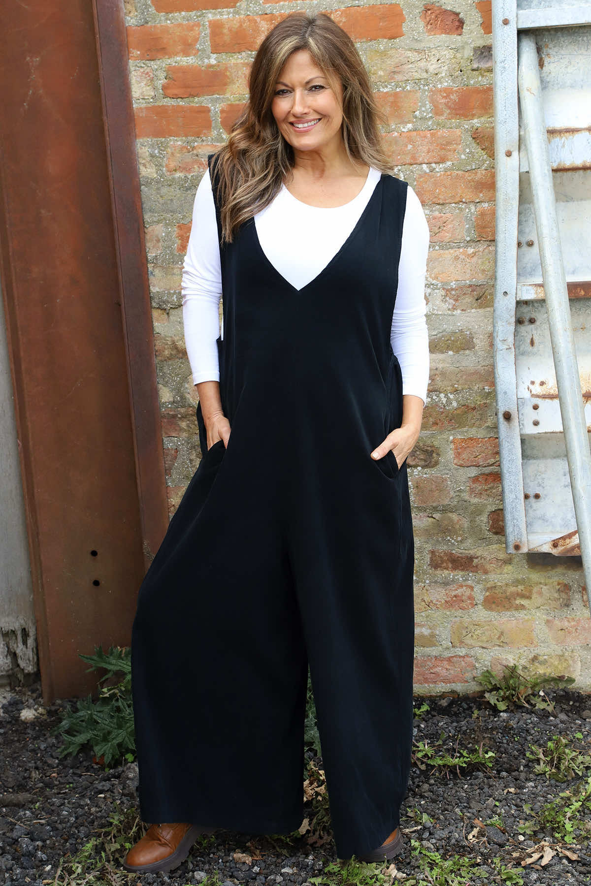 Alexia Needlecord Jumpsuit Black