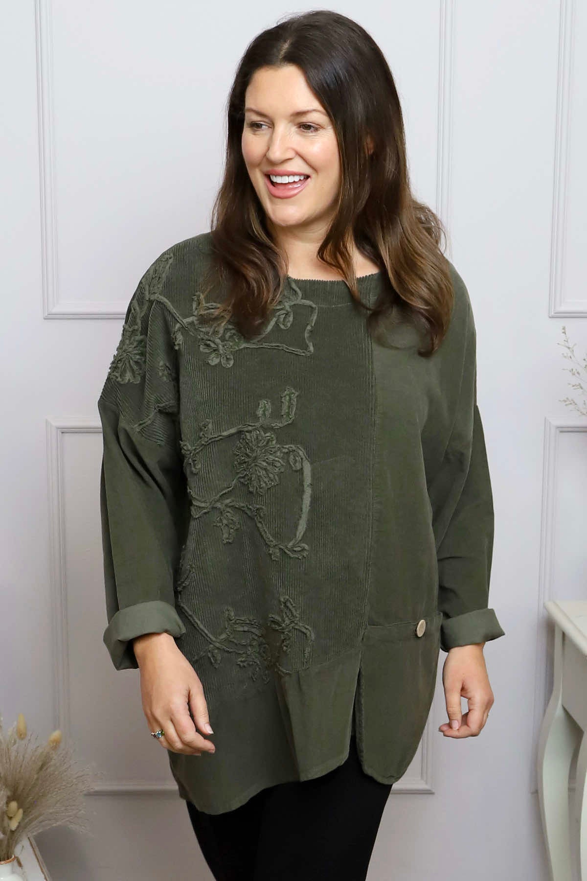 Jessa Needlecord Top Khaki