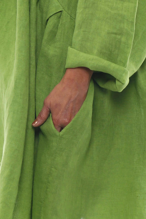 Zouch Linen Dress Lime - Image 2