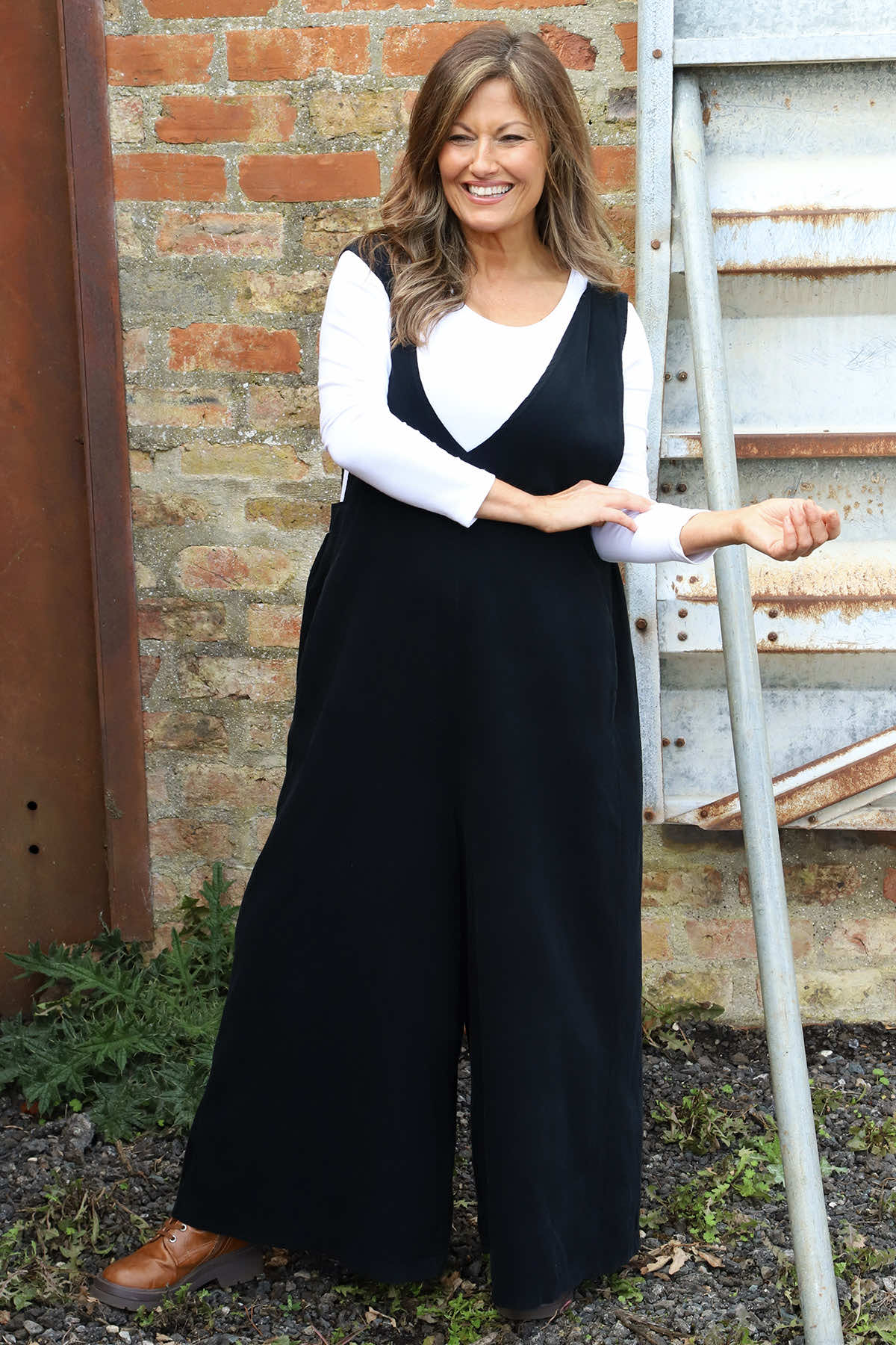 Alexia Needlecord Jumpsuit Black