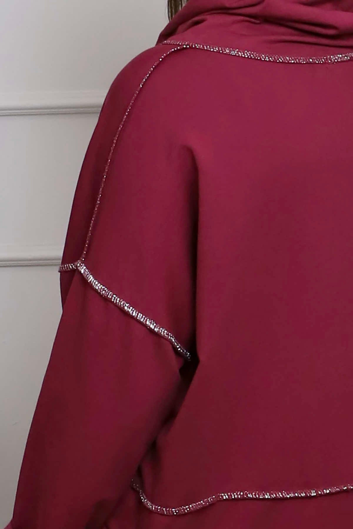 Clarina Cowl Neck Cotton Top Burgundy