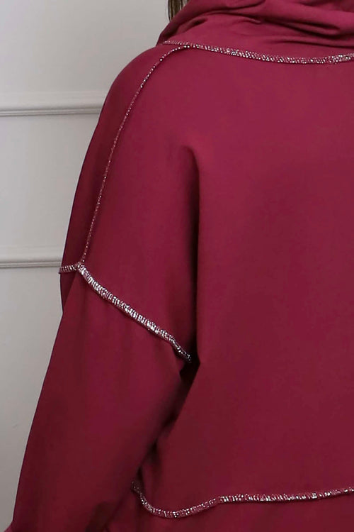 Clarina Cowl Neck Cotton Top Burgundy - Image 3