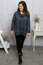 Clarina Cowl Neck Cotton Top Mid Grey