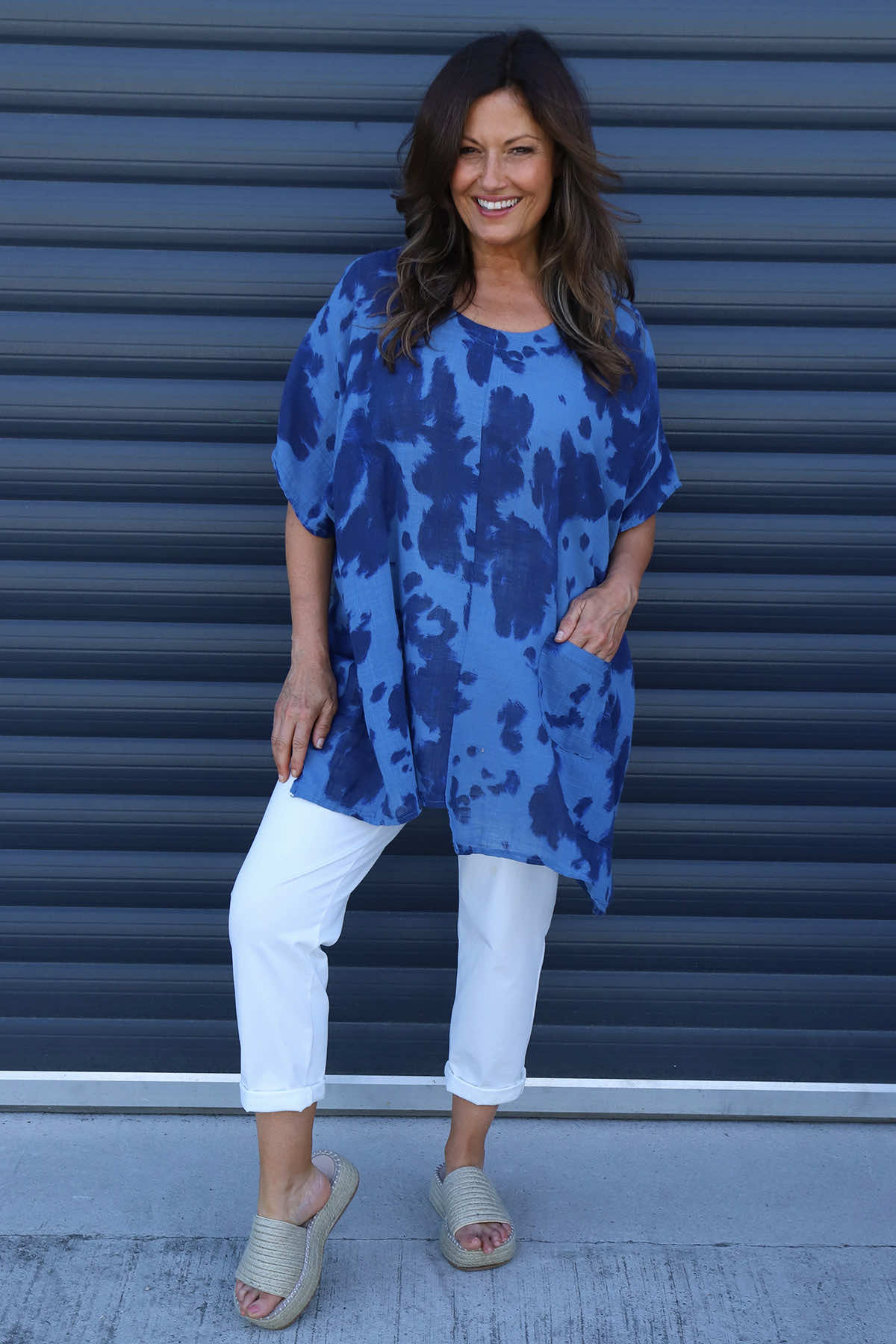 Naima Print Top Blue