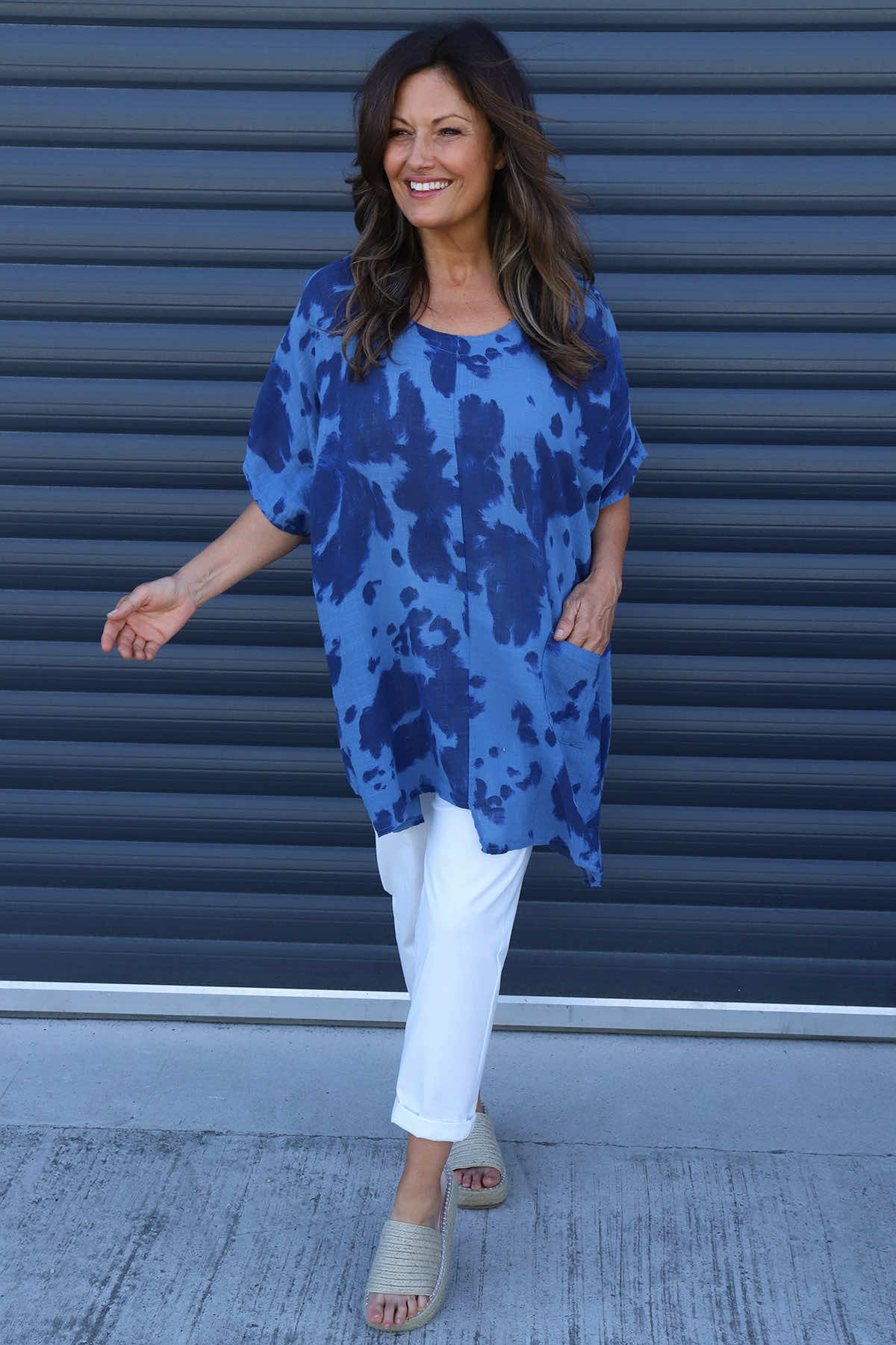 Naima Print Top Blue
