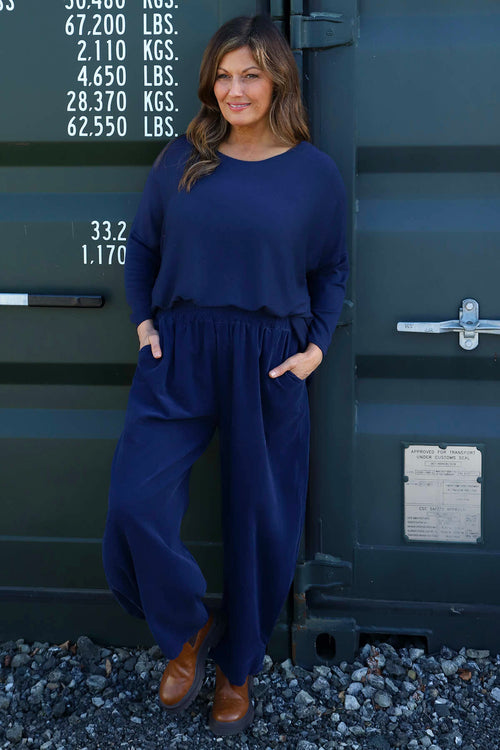 Maddie Needlecord Trousers Navy - Image 2