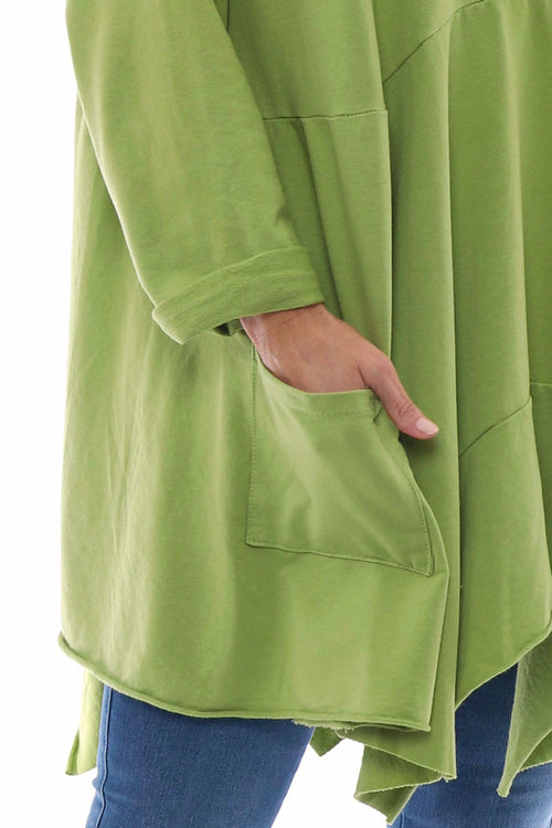 Pauletta Pocket Cotton Tunic Lime - Image 2