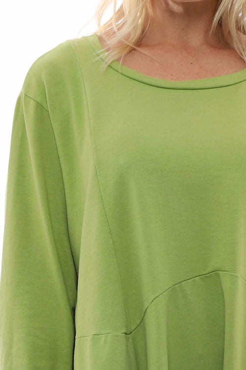Pauletta Pocket Cotton Tunic Lime - Image 3