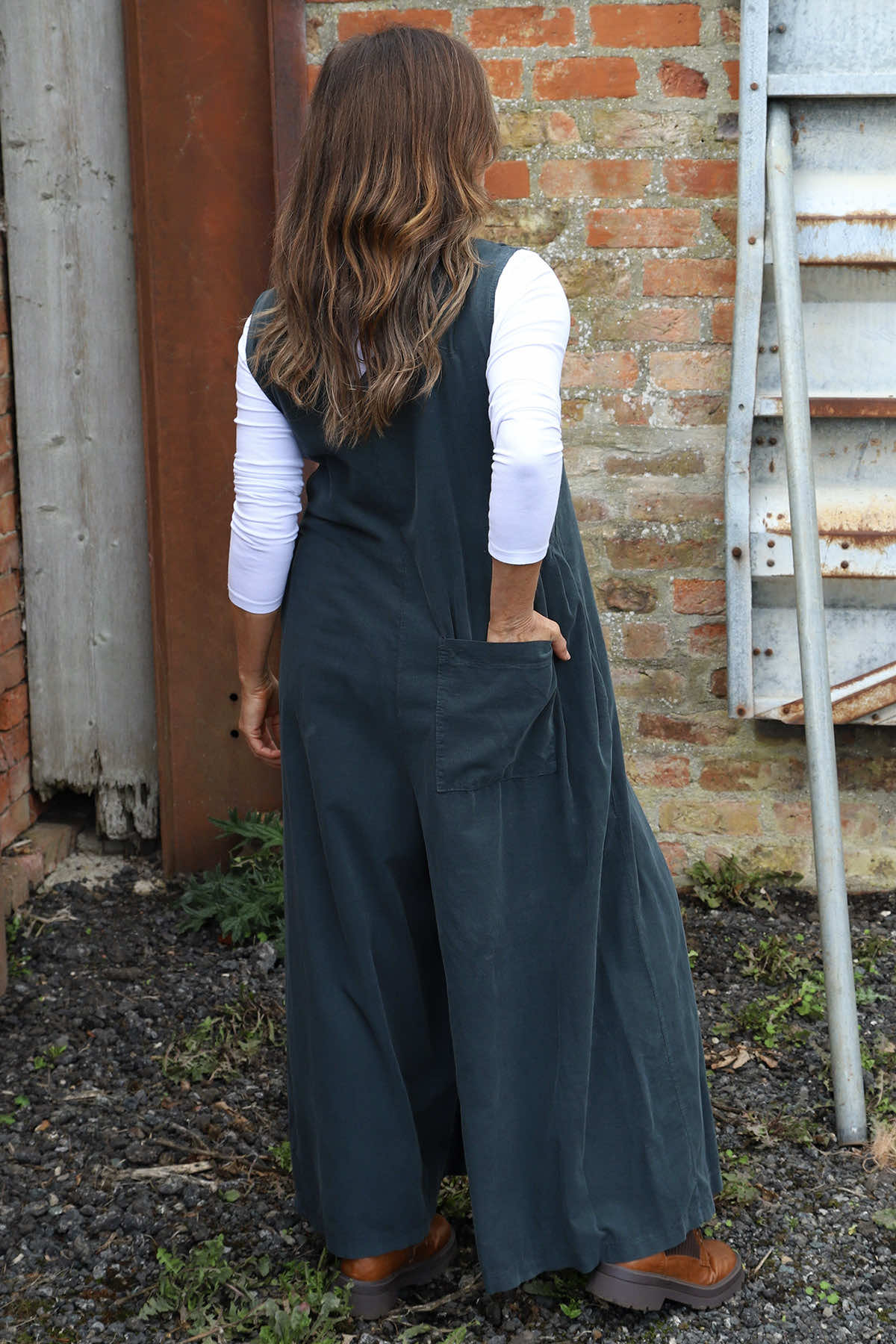 Alexia Needlecord Jumpsuit Charcoal