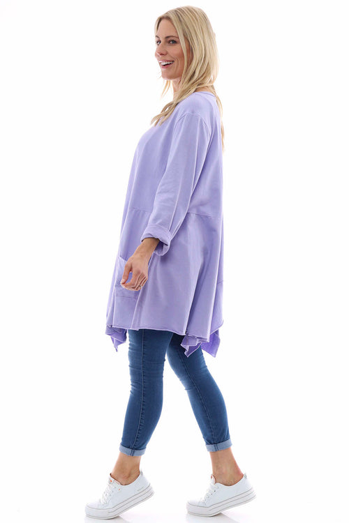 Pauletta Pocket Cotton Tunic Lilac - Image 4