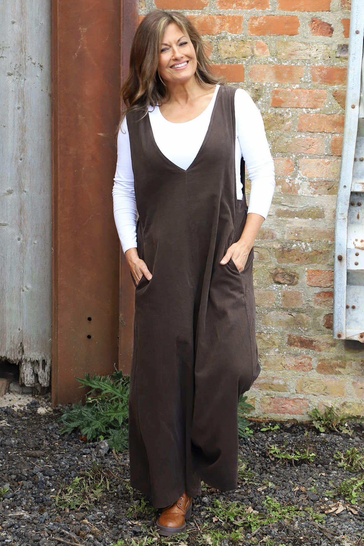 Alexia Needlecord Jumpsuit Cocoa