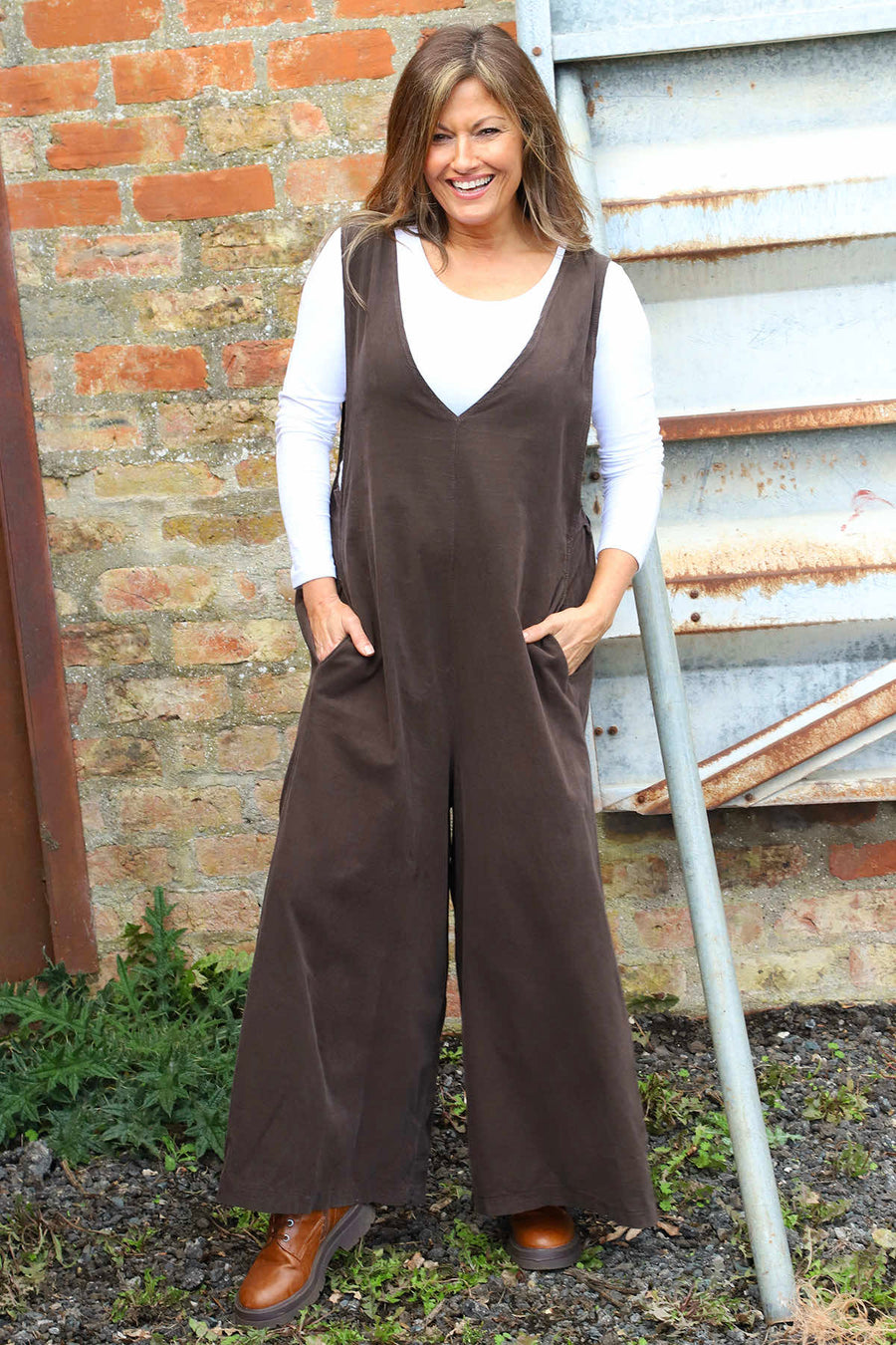 Alexia Needlecord Jumpsuit Cocoa