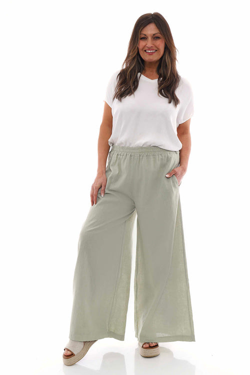 Judith Linen Trousers Khaki - Image 1