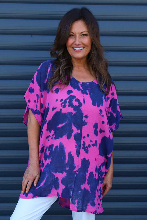 Naima Print Top Fuchsia - Image 1