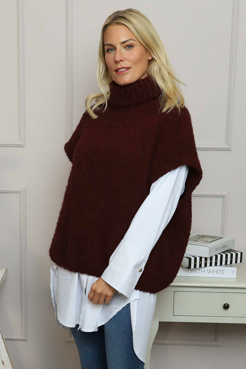 Sorelle Roll Neck Knit Top Wine - Image 2