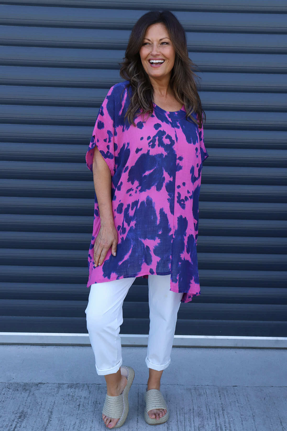 Naima Print Top Fuchsia