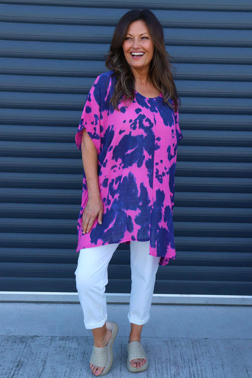 Naima Print Top Fuchsia - Image 2