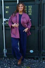 Maddie Needlecord Trousers Navy Navy - Maddie Needlecord Trousers Navy