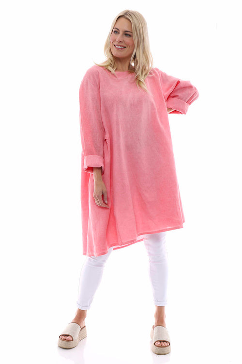 Maisie Washed Linen Tunic Coral
