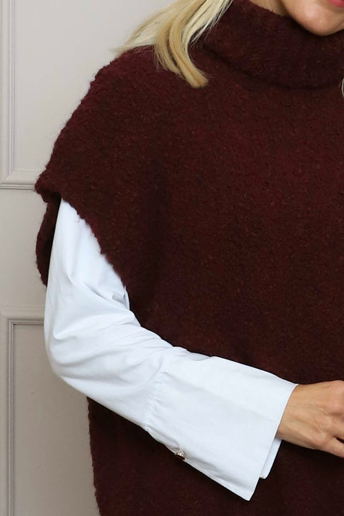 Sorelle Roll Neck Knit Top Wine - Image 3