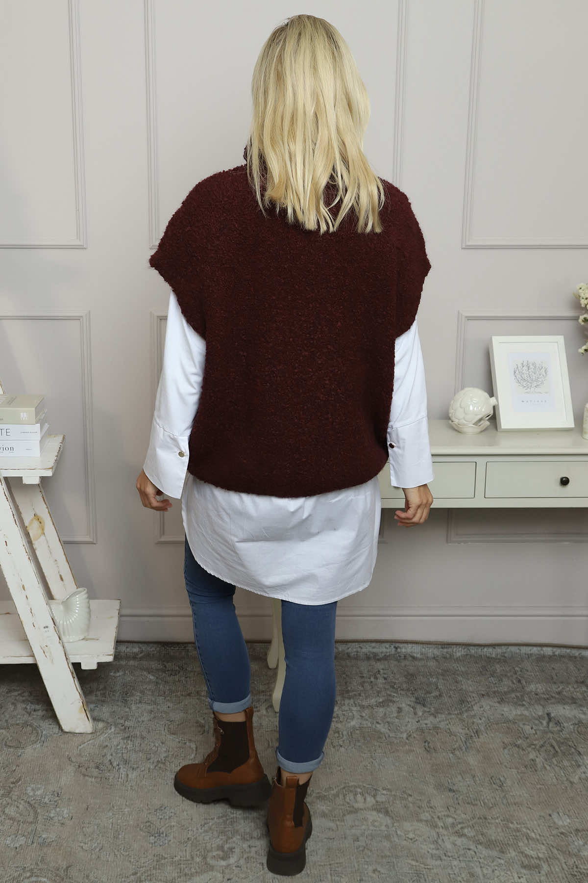Sorelle Roll Neck Knit Top Wine
