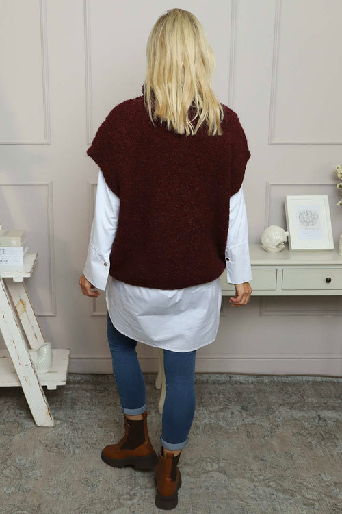 Sorelle Roll Neck Knit Top Wine - Image 4