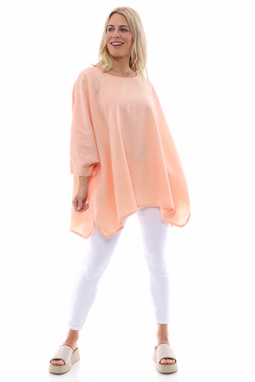 Thea Washed Linen Top Coral - Image 1