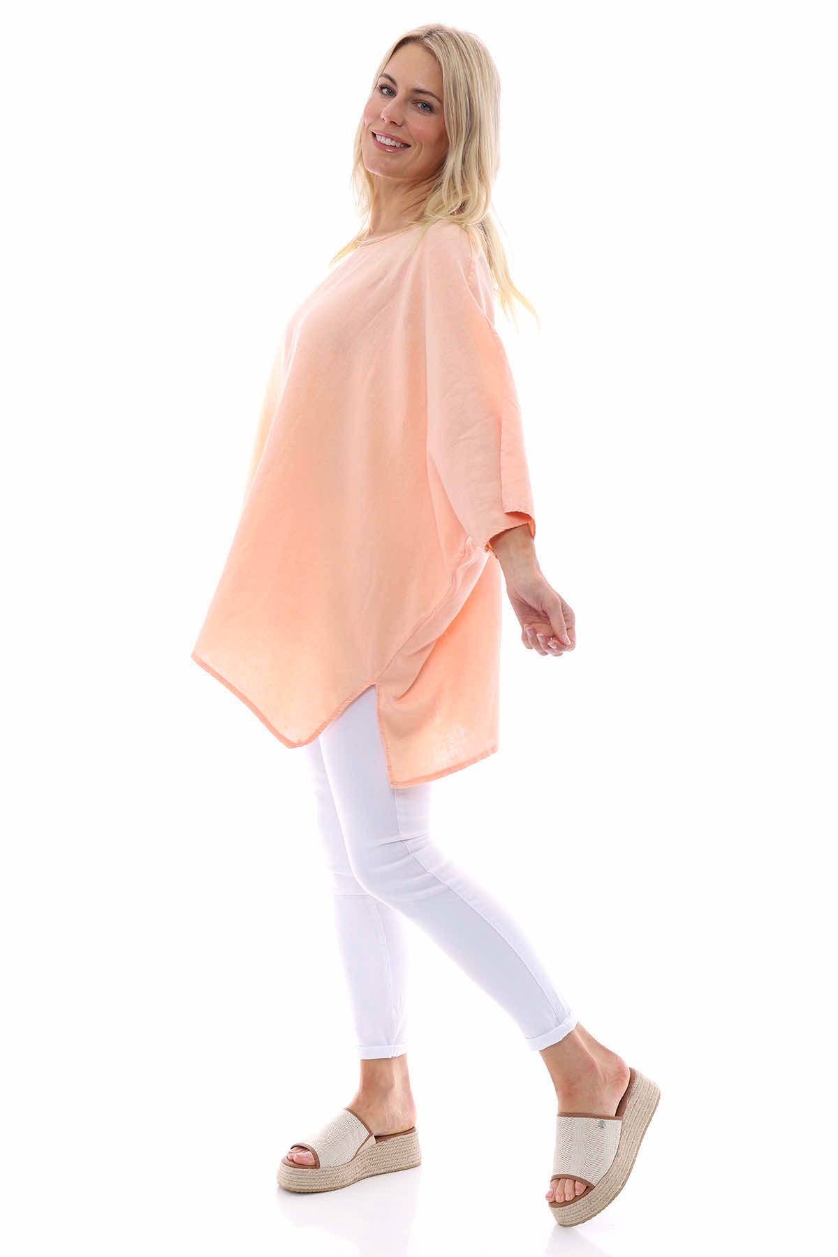 Thea Washed Linen Top Coral