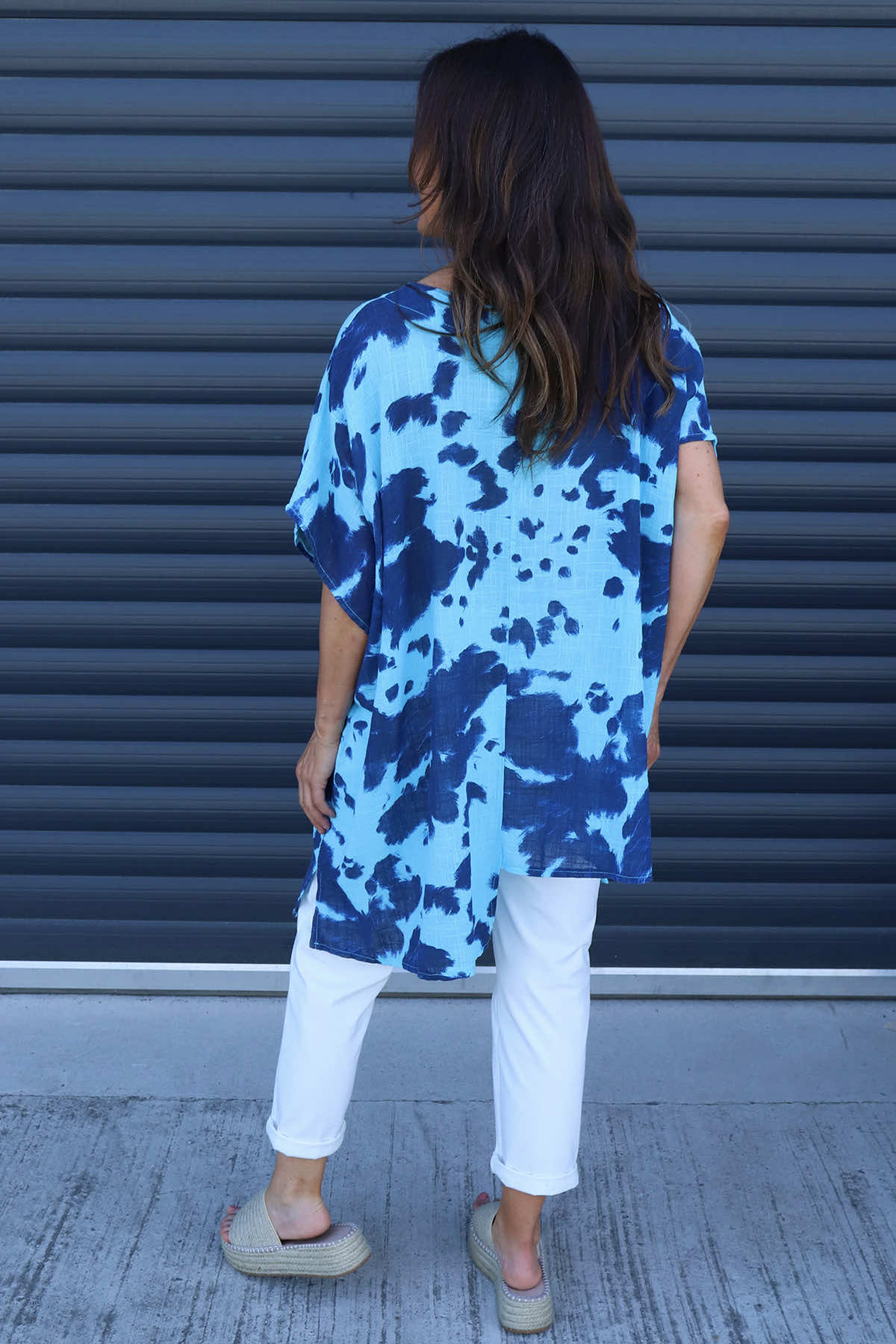 Naima Print Top Kingfisher