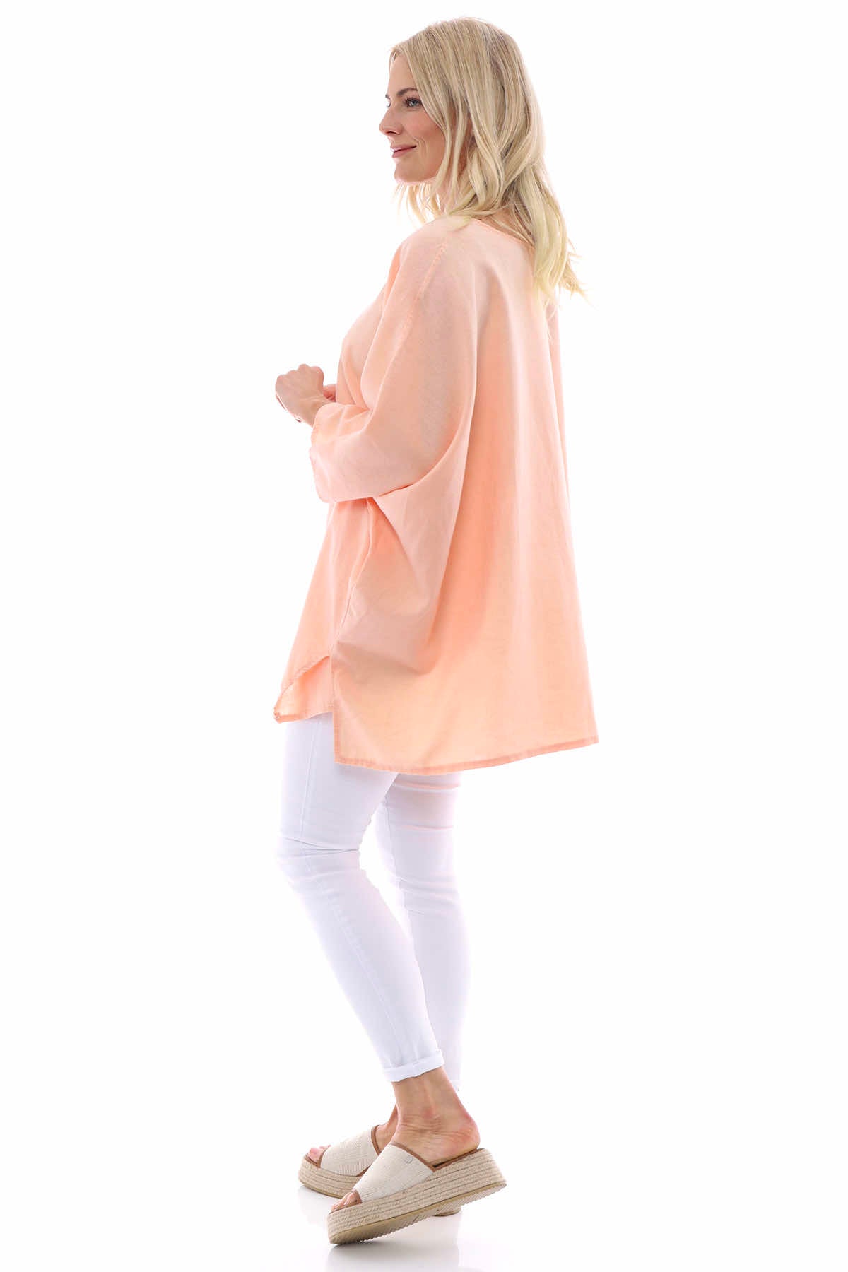 Thea Washed Linen Top Coral