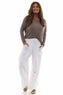 Simena Washed Button Linen Trousers White