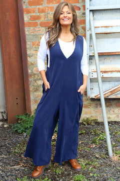 Alexia Needlecord Jumpsuit Navy