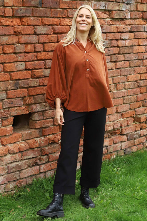 Keely Button Needlecord Top Burnt Orange - Image 2