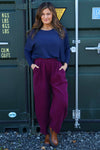 Maddie Needlecord Trousers Burgundy