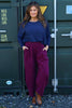 Maddie Needlecord Trousers Burgundy