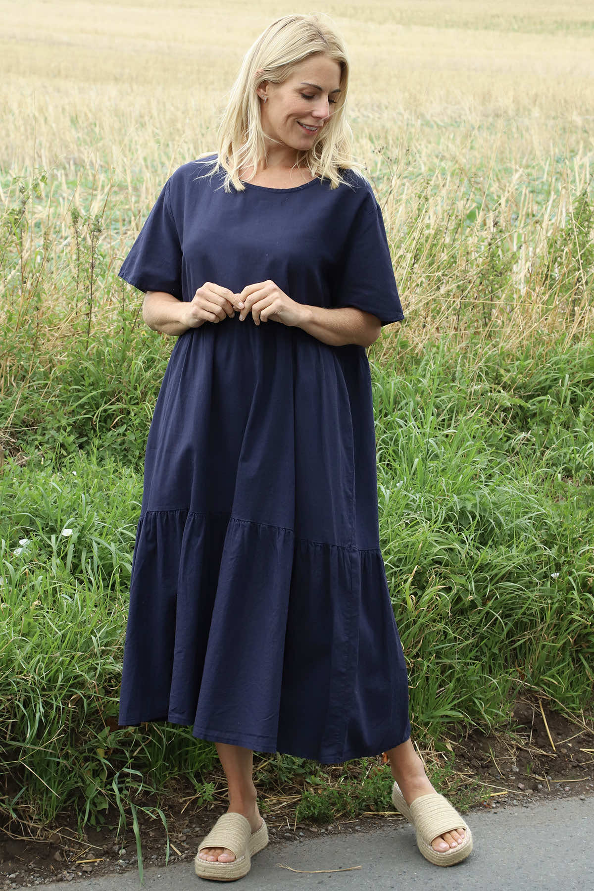 Nova Linen Dress Navy