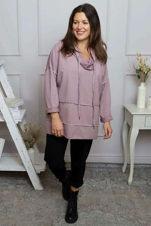 Clarina Cowl Neck Cotton Top Mauve