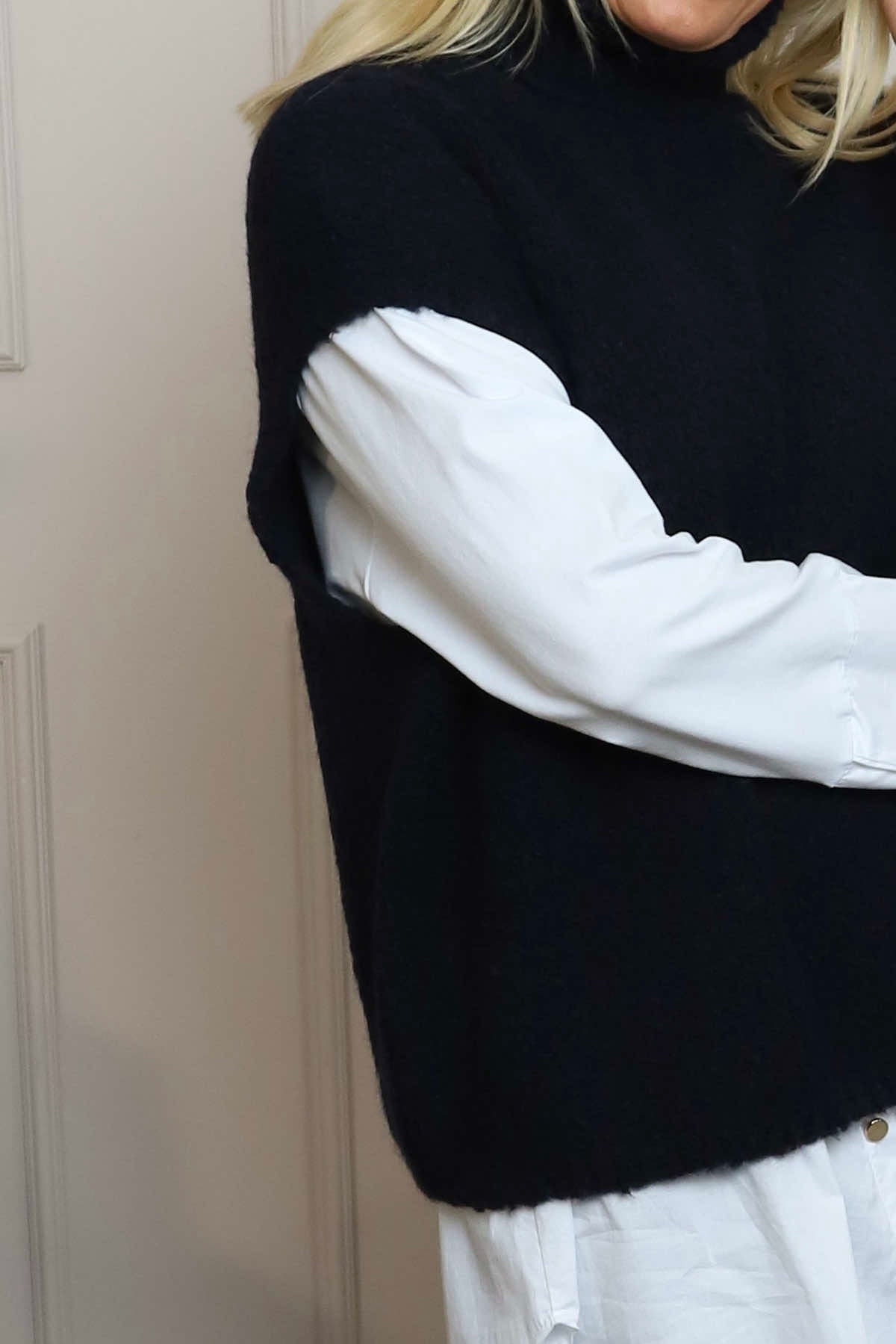 Sorelle Roll Neck Knit Top Navy